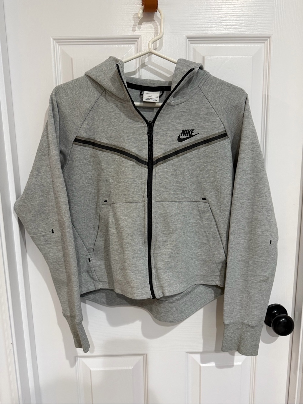 Nike Women’s Light Grey Hooded Bomber Jacket with Black Trim